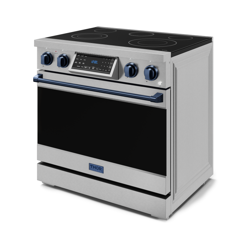 36 Inch Professional Electric Range with Tilt Panel Touch Control in Stainless Steel/Navy Blue | Gordon Ramsay Series - (RSE36BLU) -