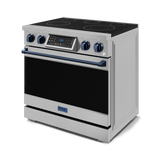 36 Inch Professional Electric Range with Tilt Panel Touch Control in Stainless Steel/Navy Blue | Gordon Ramsay Series - (RSE36BLU) -