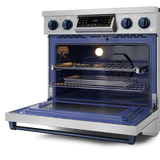 36 Inch Professional Electric Range with Tilt Panel Touch Control in Stainless Steel/Navy Blue | Gordon Ramsay Series - (RSE36BLU) -