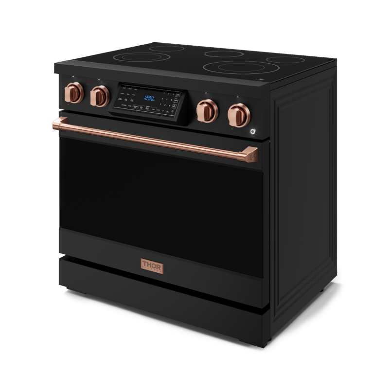 36 Inch Professional Electric Range with Tilt Panel Touch Control in Black/Rose Gold | Gordon Ramsay Series - (RSE36BRSG) -