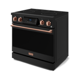 36 Inch Professional Electric Range with Tilt Panel Touch Control in Black/Rose Gold | Gordon Ramsay Series - (RSE36BRSG) -