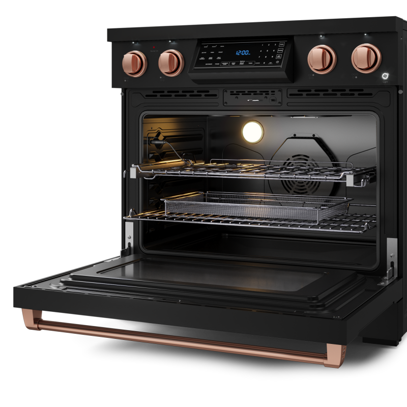 36 Inch Professional Electric Range with Tilt Panel Touch Control in Black/Rose Gold | Gordon Ramsay Series - (RSE36BRSG) -