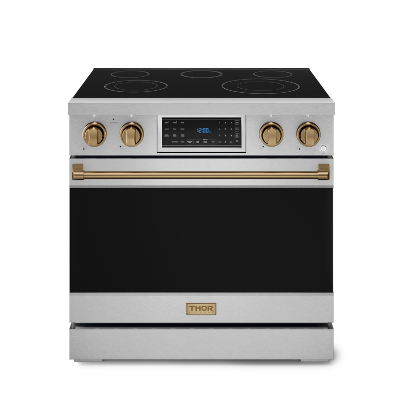 36 Inch Professional Electric Range with Tilt Panel Touch Control in Stainless Steel/Bronze | Gordon Ramsay Series - (RSE36BRZ) -