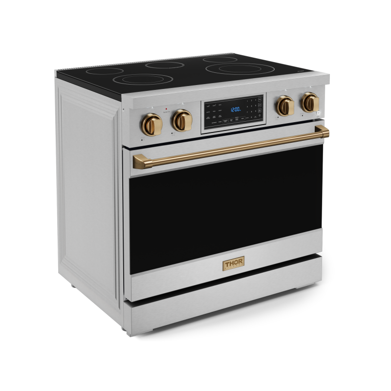 36 Inch Professional Electric Range with Tilt Panel Touch Control in Stainless Steel/Bronze | Gordon Ramsay Series - (RSE36BRZ) -