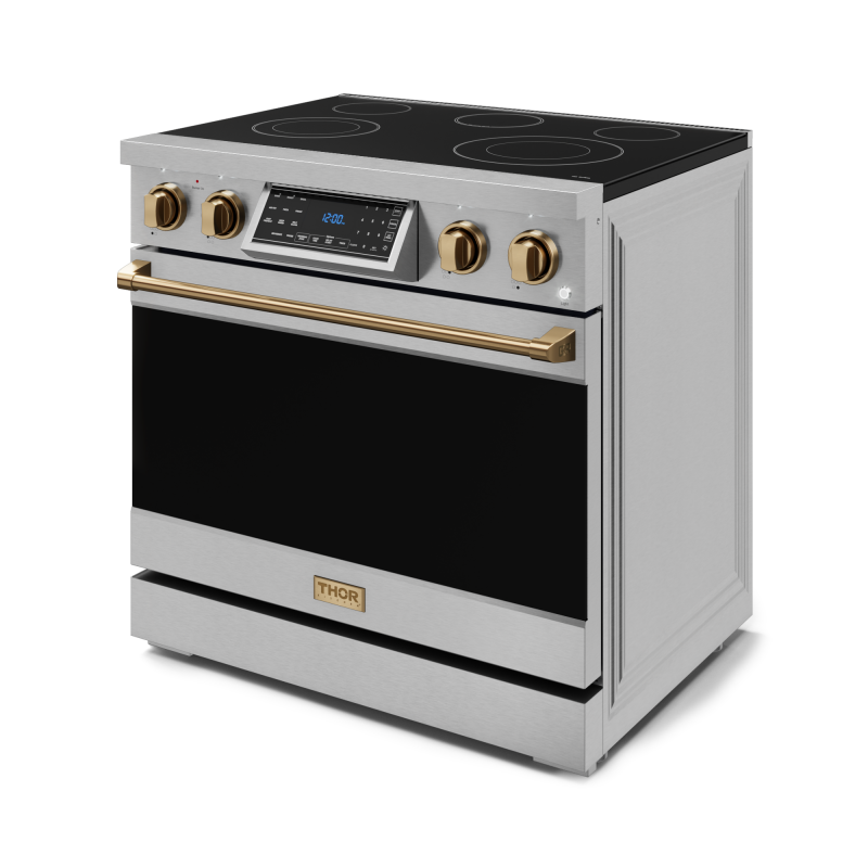 36 Inch Professional Electric Range with Tilt Panel Touch Control in Stainless Steel/Bronze | Gordon Ramsay Series - (RSE36BRZ) -