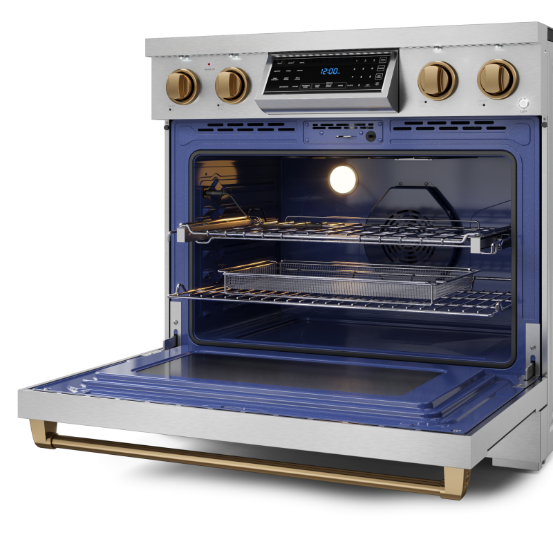 36 Inch Professional Electric Range with Tilt Panel Touch Control in Stainless Steel/Bronze | Gordon Ramsay Series - (RSE36BRZ) -