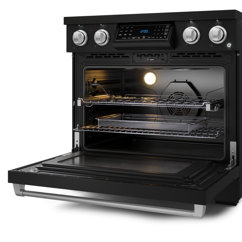 36 Inch Professional Electric Range with Tilt Panel Touch Control in Black/Stainless Steel | Gordon Ramsay Series - (RSE36BSS) -