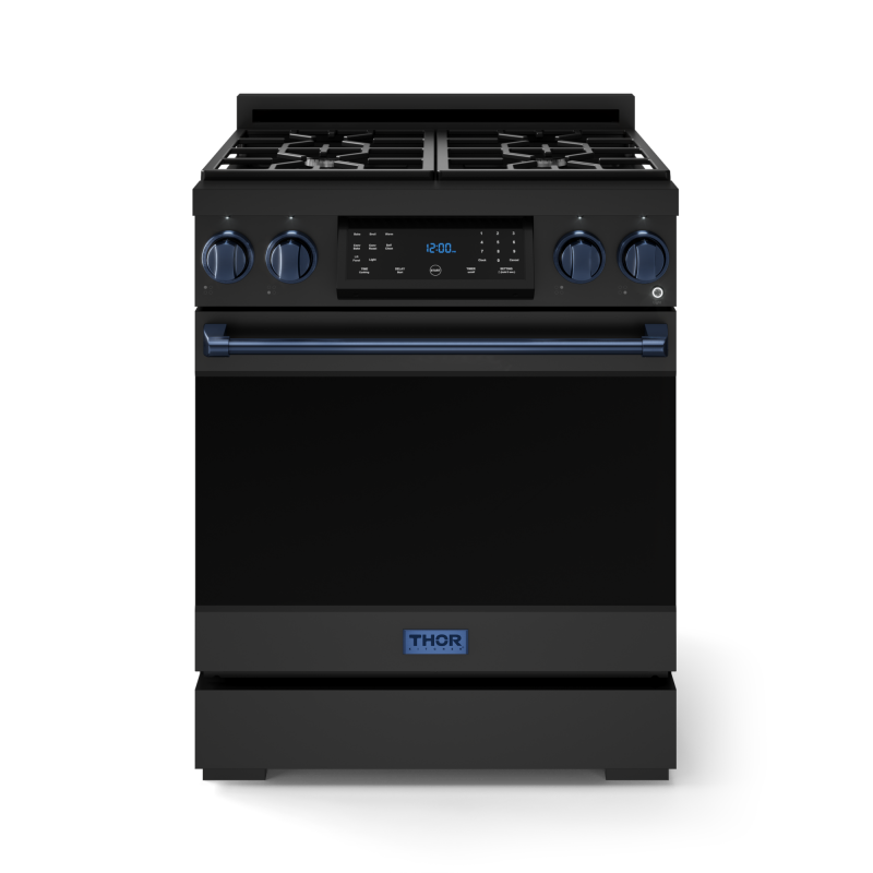 30 Inch Professional Gas Range with Tilt Panel Touch Control in Black/Blue | Gordon Ramsay Series - (RSG30BBLU) -