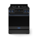 30 Inch Professional Gas Range with Tilt Panel Touch Control in Black/Blue | Gordon Ramsay Series - (RSG30BBLU) -