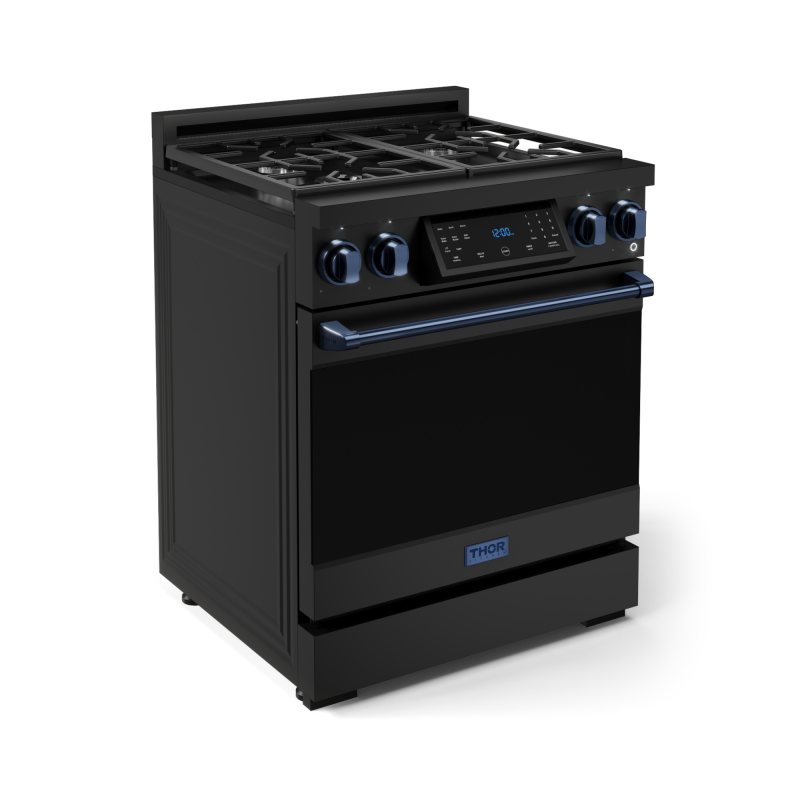 30 Inch Professional Gas Range with Tilt Panel Touch Control in Black/Blue | Gordon Ramsay Series - (RSG30BBLU) -