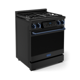 30 Inch Professional Gas Range with Tilt Panel Touch Control in Black/Blue | Gordon Ramsay Series - (RSG30BBLU) -