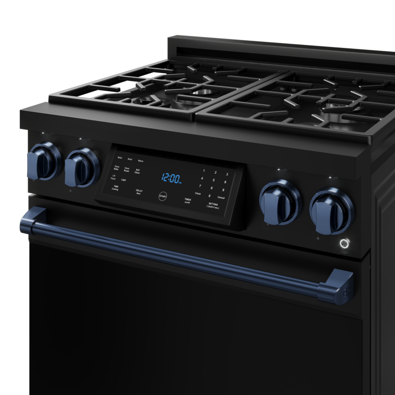 30 Inch Professional Gas Range with Tilt Panel Touch Control in Black/Blue | Gordon Ramsay Series - (RSG30BBLU) -