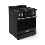 30 Inch Professional Gas Range with Tilt Panel Touch Control in Black/Bronze | Gordon Ramsay Series - (RSG30BBRZ) -