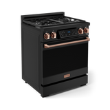 30 Inch Professional Gas Range with Tilt Panel Touch Control in Black/Rose Gold | Gordon Ramsay Series - (RSG30BRSG) -