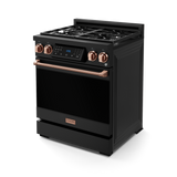 30 Inch Professional Gas Range with Tilt Panel Touch Control in Black/Rose Gold | Gordon Ramsay Series - (RSG30BRSG) -