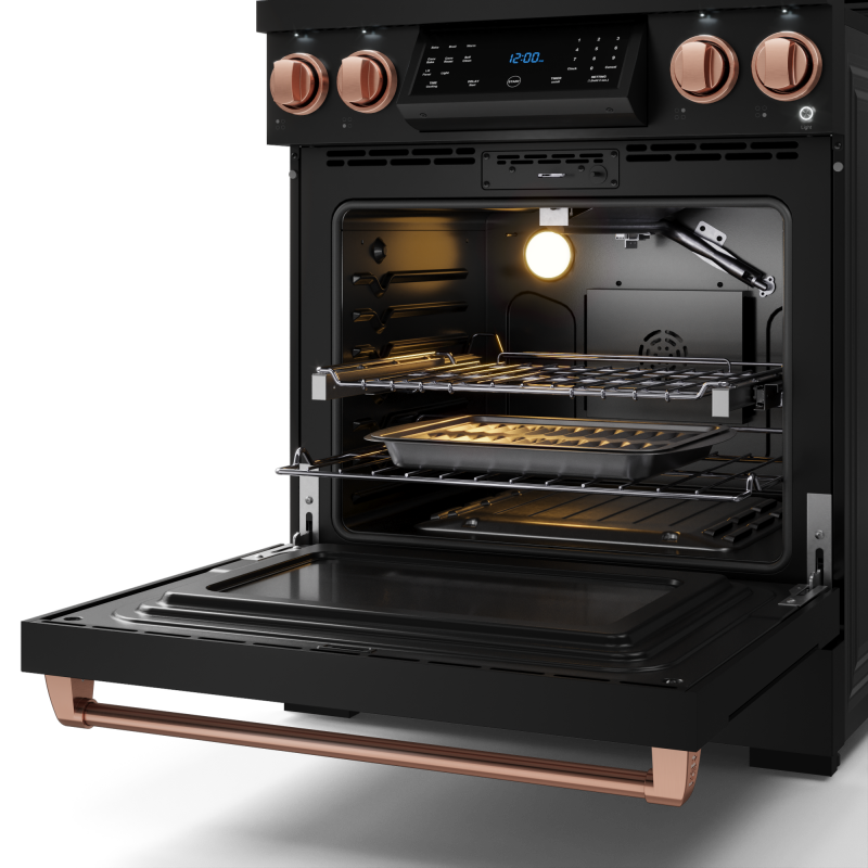 30 Inch Professional Gas Range with Tilt Panel Touch Control in Black/Rose Gold | Gordon Ramsay Series - (RSG30BRSG) -