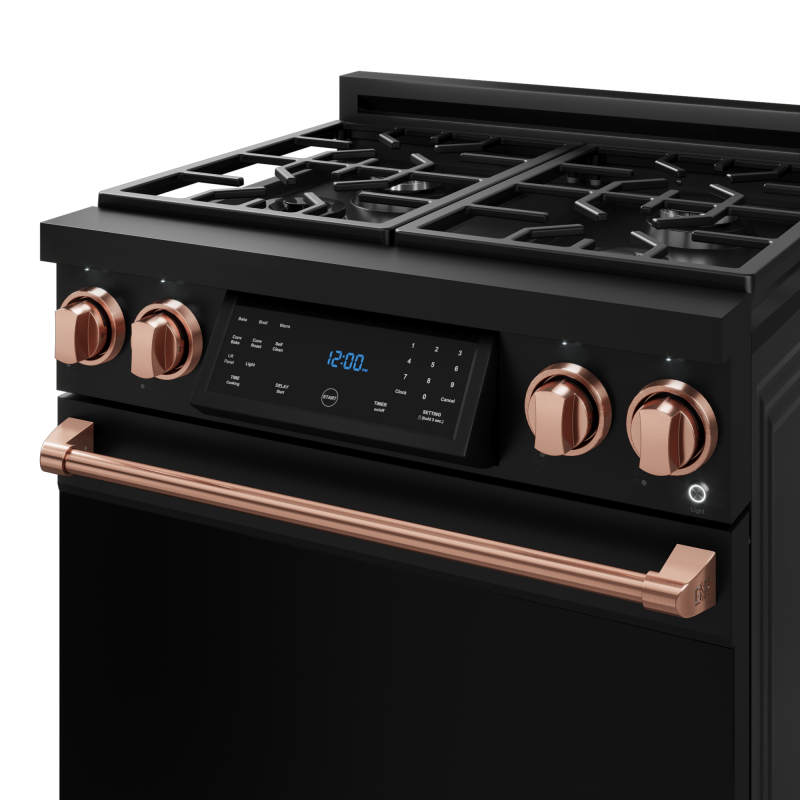 30 Inch Professional Gas Range with Tilt Panel Touch Control in Black/Rose Gold | Gordon Ramsay Series - (RSG30BRSG) -