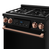 30 Inch Professional Gas Range with Tilt Panel Touch Control in Black/Rose Gold | Gordon Ramsay Series - (RSG30BRSG) -