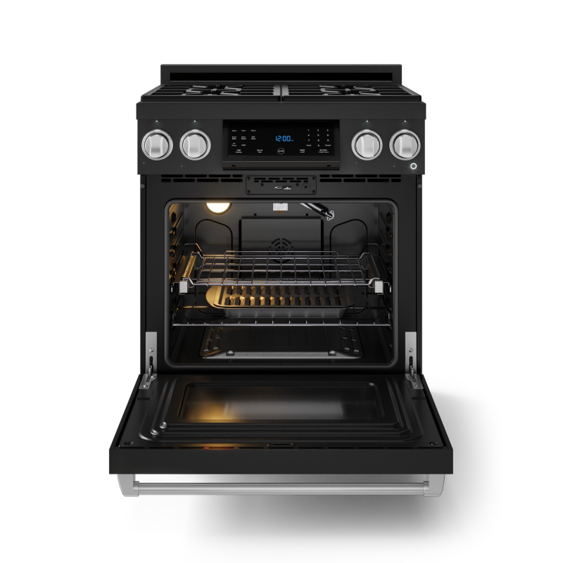30 Inch Professional Gas Range with Tilt Panel Touch Control in Black/Stainless Steel | Gordon Ramsay Series - (RSG30BSS) -