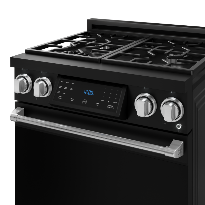 30 Inch Professional Gas Range with Tilt Panel Touch Control in Black/Stainless Steel | Gordon Ramsay Series - (RSG30BSS) -