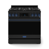 36 Inch Professional Gas Range with Tilt Panel Touch Control in Stainless Black/Blue | Gordon Ramsay Series - (RSG36BBLU) -