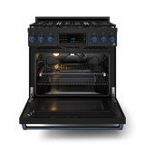 36 Inch Professional Gas Range with Tilt Panel Touch Control in Stainless Black/Blue | Gordon Ramsay Series - (RSG36BBLU) -