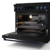 36 Inch Professional Gas Range with Tilt Panel Touch Control in Stainless Black/Blue | Gordon Ramsay Series - (RSG36BBLU) -