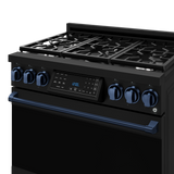 36 Inch Professional Gas Range with Tilt Panel Touch Control in Stainless Black/Blue | Gordon Ramsay Series - (RSG36BBLU) -