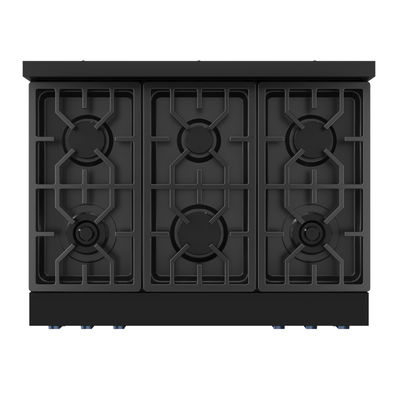 36 Inch Professional Gas Range with Tilt Panel Touch Control in Stainless Black/Blue | Gordon Ramsay Series - (RSG36BBLU) -