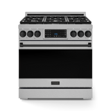 36 Inch Professional Gas Range with Tilt Panel Touch Control in Stainless Steel/Black | Gordon Ramsay Series - (RSG36BLK) -