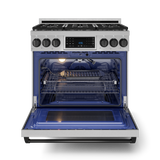 36 Inch Professional Gas Range with Tilt Panel Touch Control in Stainless Steel/Black | Gordon Ramsay Series - (RSG36BLK) -