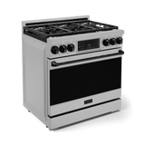 36 Inch Professional Gas Range with Tilt Panel Touch Control in Stainless Steel/Black | Gordon Ramsay Series - (RSG36BLK) -