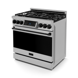 36 Inch Professional Gas Range with Tilt Panel Touch Control in Stainless Steel/Black | Gordon Ramsay Series - (RSG36BLK) -