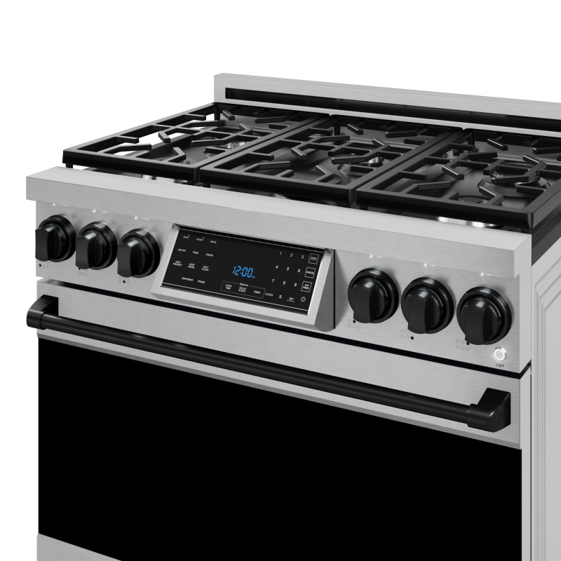 36 Inch Professional Gas Range with Tilt Panel Touch Control in Stainless Steel/Black | Gordon Ramsay Series - (RSG36BLK) -