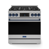 36 Inch Professional Gas Range with Tilt Panel Touch Control in Stainless Steel/Blue | Gordon Ramsay Series - (RSG36BLU) -