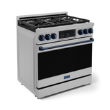 36 Inch Professional Gas Range with Tilt Panel Touch Control in Stainless Steel/Blue | Gordon Ramsay Series - (RSG36BLU) -