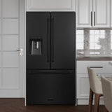 36in. 28.9 cu. ft. Standard-Depth French Door External Water Dispenser Refrigerator with Dual Ice Maker in Black Stainless Steel - (RSMW36BS) -