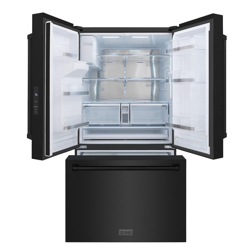 36in. 28.9 cu. ft. Standard-Depth French Door External Water Dispenser Refrigerator with Dual Ice Maker in Black Stainless Steel - (RSMW36BS) -