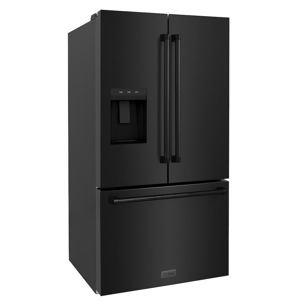 36in. 28.9 cu. ft. Standard-Depth French Door External Water Dispenser Refrigerator with Dual Ice Maker in Black Stainless Steel - (RSMW36BS) -
