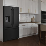 36in. 28.9 cu. ft. Standard-Depth French Door External Water Dispenser Refrigerator with Dual Ice Maker in Black Stainless Steel - (RSMW36BS) -