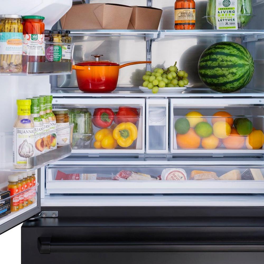 36in. 28.9 cu. ft. Standard-Depth French Door External Water Dispenser Refrigerator with Dual Ice Maker in Black Stainless Steel - (RSMW36BS) -