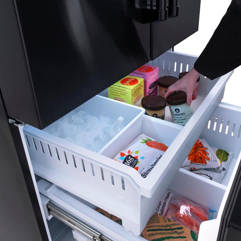 36in. 28.9 cu. ft. Standard-Depth French Door External Water Dispenser Refrigerator with Dual Ice Maker in Black Stainless Steel - (RSMW36BS) -