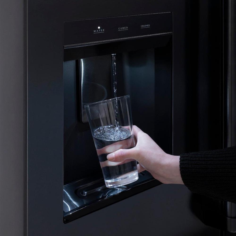 36in. 28.9 cu. ft. Standard-Depth French Door External Water Dispenser Refrigerator with Dual Ice Maker in Black Stainless Steel - (RSMW36BS) -