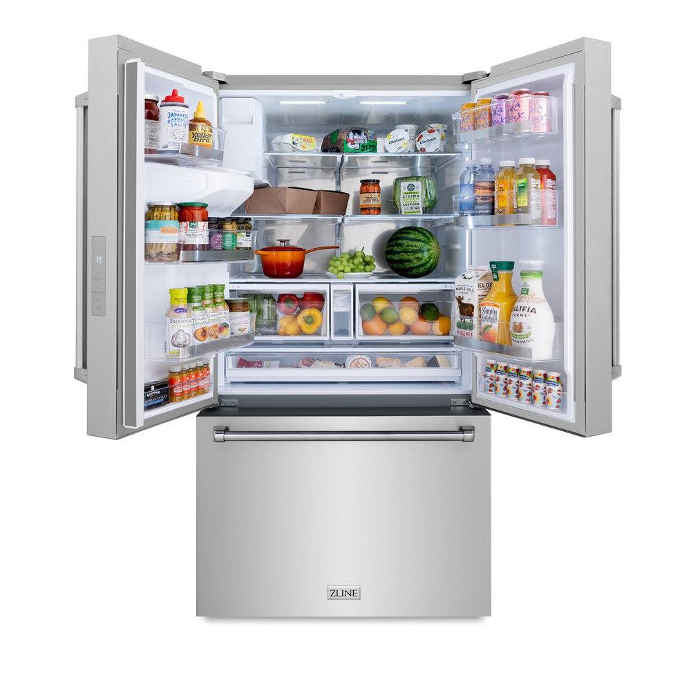 36in. 28.9 cu. ft. Standard-Depth French Door External Water Dispenser Refrigerator with Dual Ice Maker in Fingerprint Resistant Stainless Steel - (RSMW36) -