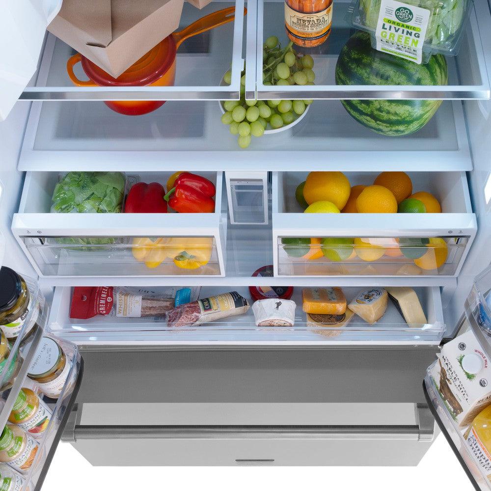 36in. 28.9 cu. ft. Standard-Depth French Door External Water Dispenser Refrigerator with Dual Ice Maker in Fingerprint Resistant Stainless Steel - (RSMW36) -