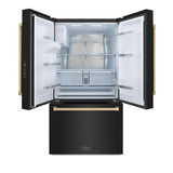AutographEdition 36 in. 28.9 cu. ft. Standard-Depth French Door External Water Dispenser Refrigerator with Dual Ice Maker in Black Stainless Steel and Champagne Bronze Handles - (RSMZW36BSCB) -