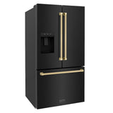 AutographEdition 36 in. 28.9 cu. ft. Standard-Depth French Door External Water Dispenser Refrigerator with Dual Ice Maker in Black Stainless Steel and Champagne Bronze Handles - (RSMZW36BSCB) -