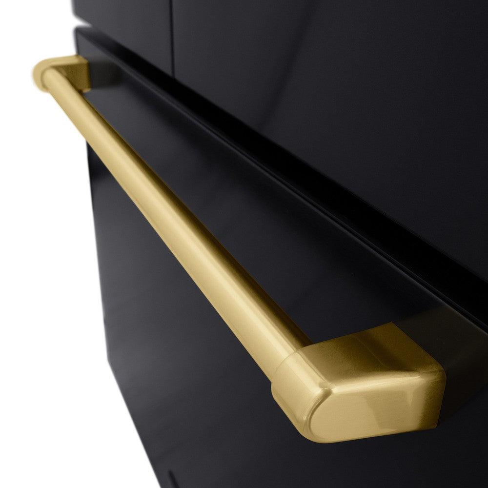 AutographEdition 36 in. 28.9 cu. ft. Standard-Depth French Door External Water Dispenser Refrigerator with Dual Ice Maker in Black Stainless Steel and Champagne Bronze Handles - (RSMZW36BSCB) -
