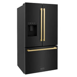 AutographEdition 36 in. 28.9 cu. ft. Standard-Depth French Door External Water Dispenser Refrigerator with Dual Ice Maker in Black Stainless Steel and Champagne Bronze Square Handles - (RSMZW36BSFCB) -