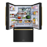 AutographEdition 36 in. 28.9 cu. ft. Standard-Depth French Door External Water Dispenser Refrigerator with Dual Ice Maker in Black Stainless Steel and Champagne Bronze Square Handles - (RSMZW36BSFCB) -